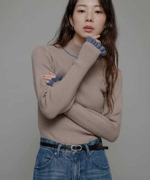 URBAN RESEARCH Sonny Label(アーバンリサーチサニーレーベル)の「袖口フリルハイネックプルオーバー(ニット/セーター・レディース・オフホワイト/グレー/ミント/ベージュ系その他/ネイビー×ホワイト・FREE)」の18枚目の写真