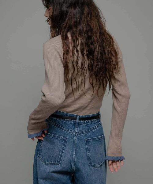 URBAN RESEARCH Sonny Label(アーバンリサーチサニーレーベル)の「袖口フリルハイネックプルオーバー(ニット/セーター・レディース・オフホワイト/グレー/ミント/ベージュ系その他/ネイビー×ホワイト・FREE)」の19枚目の写真