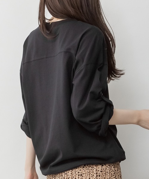 RCD(アールシーディー)の「長袖裾バルーン2wayカットソー(Tシャツ/カットソー・レディース・ブラック/カーキ/チャコールグレー/グレイッシュベージュ/オフホワイト・M-L/4L~5L/LL~3L)」の10枚目の写真