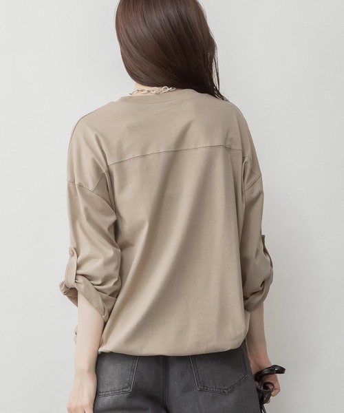 RCD(アールシーディー)の「長袖裾バルーン2wayカットソー(Tシャツ/カットソー・レディース・ブラック/カーキ/チャコールグレー/グレイッシュベージュ/オフホワイト・M-L/4L~5L/LL~3L)」の16枚目の写真