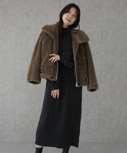 Lace Ladies(レースレディース)の「異素材 配色 リボン ロング ニット ワンピース(ワンピース・レディース・グレー/モカ/ブラック・S/FREE)」の22枚目の写真