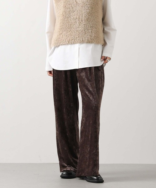 CHIGNON（シニヨン）の「ベロアメッシュイージーパンツ（その他パンツ・レディース・アイボリー/ブラウン/グレイッシュベージュ・FREE）」の2枚目の写真