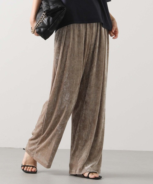 CHIGNON（シニヨン）の「ベロアメッシュイージーパンツ（その他パンツ・レディース・アイボリー/ブラウン/グレイッシュベージュ・FREE）」の3枚目の写真