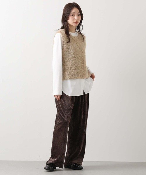 CHIGNON（シニヨン）の「ベロアメッシュイージーパンツ（その他パンツ・レディース・アイボリー/ブラウン/グレイッシュベージュ・FREE）」の16枚目の写真