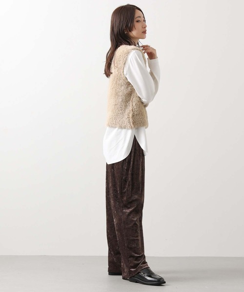 CHIGNON（シニヨン）の「ベロアメッシュイージーパンツ（その他パンツ・レディース・アイボリー/ブラウン/グレイッシュベージュ・FREE）」の17枚目の写真