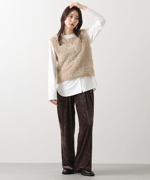 CHIGNON（シニヨン）の「ベロアメッシュイージーパンツ（その他パンツ・レディース・アイボリー/ブラウン/グレイッシュベージュ・FREE）」の19枚目の写真