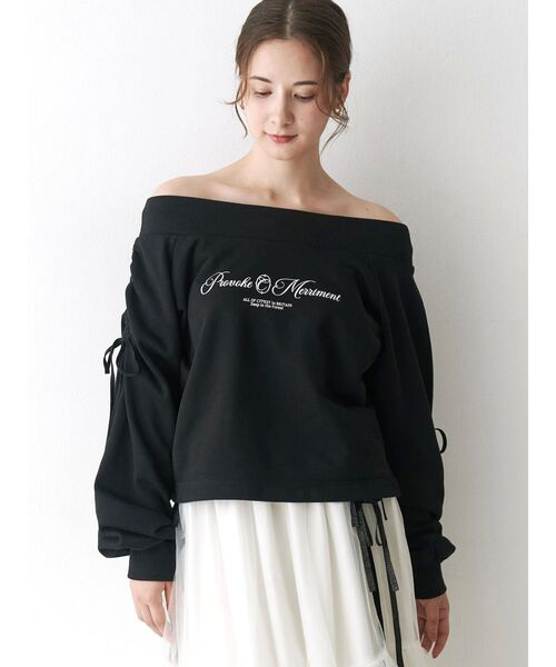 CALNAMUR(カルナムール)の「2WAY オフショルリボンスウェットプルオーバー(スウェット・レディース・ブラック/ブラウン/レッド・FREE)」の12枚目の写真