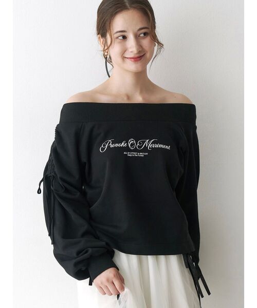 CALNAMUR(カルナムール)の「2WAY オフショルリボンスウェットプルオーバー(スウェット・レディース・ブラック/ブラウン/レッド・FREE)」の14枚目の写真