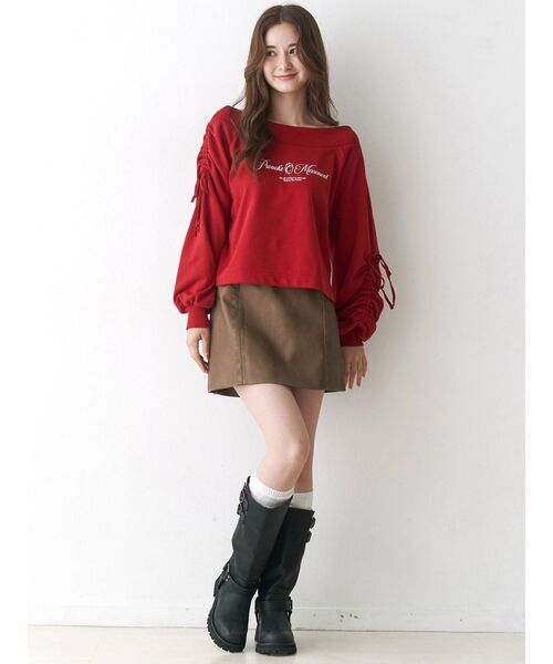 CALNAMUR(カルナムール)の「2WAY オフショルリボンスウェットプルオーバー(スウェット・レディース・ブラック/ブラウン/レッド・FREE)」の17枚目の写真