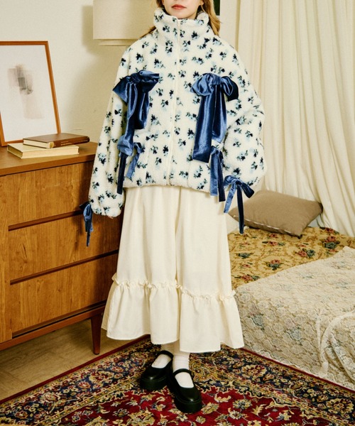 セール】【クティールとレトロ】ベロアリボンアソートボアブルゾン