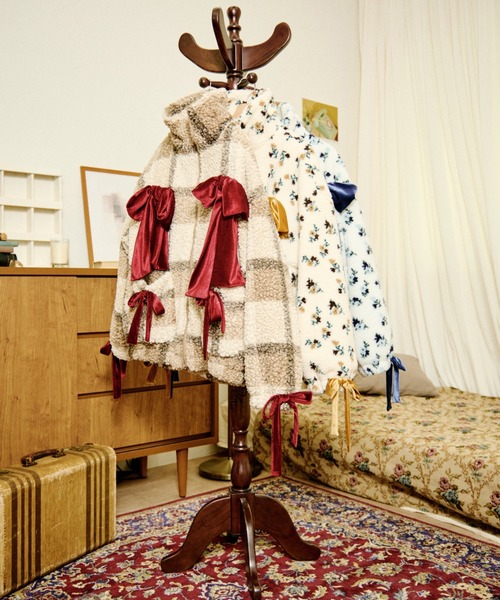 セール】【クティールとレトロ】ベロアリボンアソートボアブルゾン