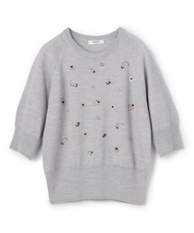 トゥモローランド　Ballsey ビジュー付きニット セール】 スパンコールビジュー ショートスリーブカーディガン