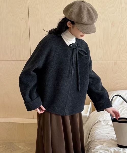 aimoha(アイモハ)の「リボン付きフェミニンウールジャケット (AW)(その他アウター・レディース・ブラック/ライトベージュ・FREE)」の10枚目の写真