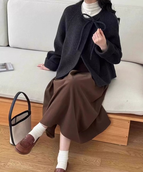 aimoha(アイモハ)の「リボン付きフェミニンウールジャケット (AW)(その他アウター・レディース・ブラック/ライトベージュ・FREE)」の7枚目の写真
