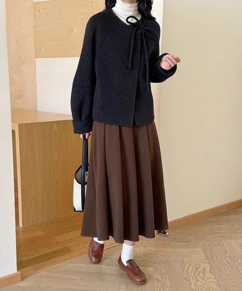 aimoha(アイモハ)の「リボン付きフェミニンウールジャケット (AW)(その他アウター・レディース・ブラック/ライトベージュ・FREE)」の6枚目の写真