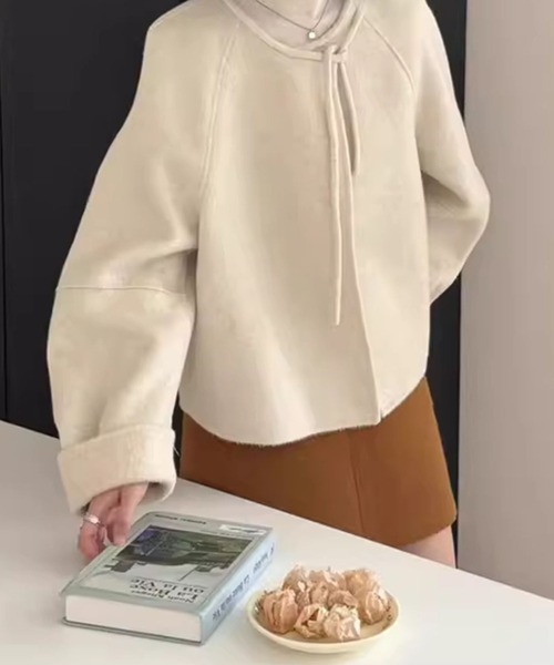 aimoha(アイモハ)の「リボン付きフェミニンウールジャケット (AW)(その他アウター・レディース・ブラック/ライトベージュ・FREE)」の13枚目の写真