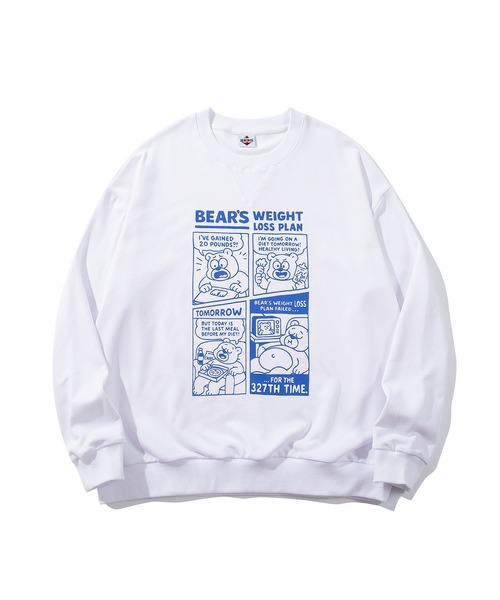 HOOK(フック)の「HOOK -original- 「BEAR’S WEIGHT LOSS PLAN」コミックプリント スウェット(スウェット・メンズ・ブラック/ホワイト/ライトグレー・MEDIUM/X-LARGE/LARGE)」の6枚目の写真