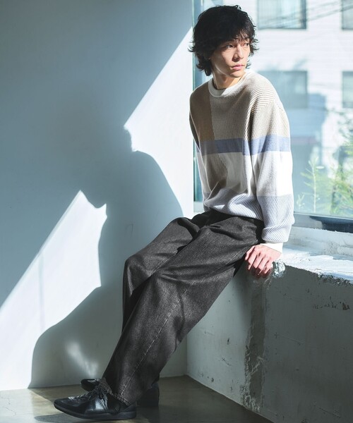 セール】カラー ブロック ジャカード クルーネック ニット（ニット