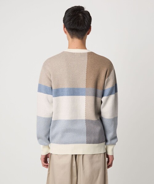 セール】カラー ブロック ジャカード クルーネック ニット（ニット