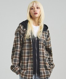 GA HOOD-LAYER CHECK SHIRT