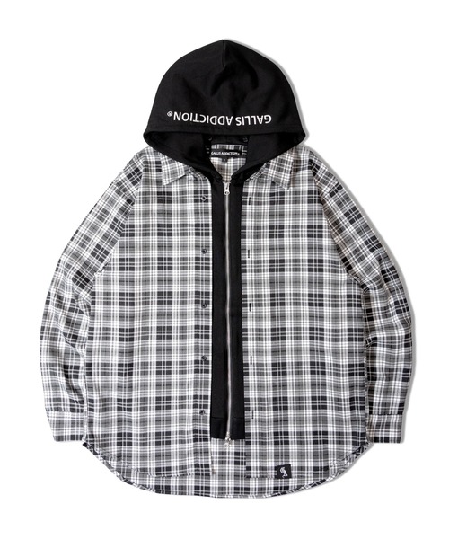 GALLIS ADDICTION（ガリスアディクション）の「GA HOOD-LAYER CHECK SHIRT（シャツ/ブラウス・メンズ・ブラック/ベージュ・FREE）」の3枚目の写真