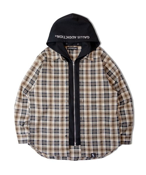 GALLIS ADDICTION（ガリスアディクション）の「GA HOOD-LAYER CHECK SHIRT（シャツ/ブラウス・メンズ・ブラック/ベージュ・FREE）」の5枚目の写真