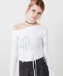 led.tokyo | 【led.tokyo】ONE SHOULDER RIBBON TOPS/ワンショルダーリボントップス(Tシャツ/カットソー)