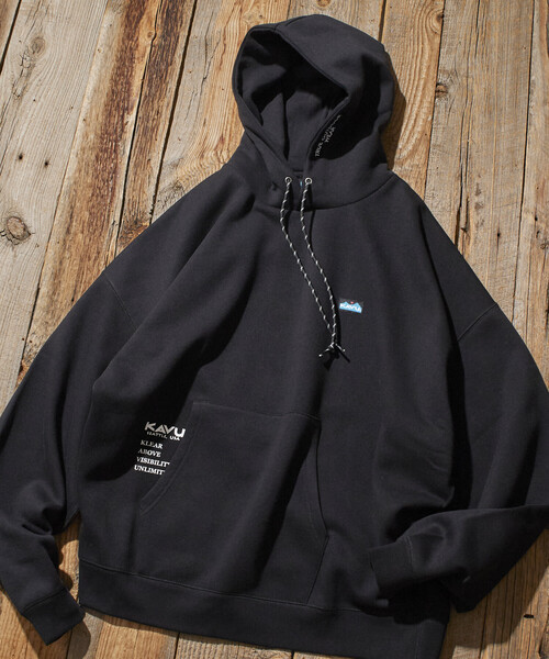 FREAK'S STORE（フリークスストア）の「限定展開 KAVU×FREAK'S STORE/カブー 別注 ビッグシルエット ワンポイント刺繍 プルオーバー パーカー / フーディ（パーカー・メンズ・ネイビー/グリーン/ブラック/グレイッシュベージュ/アッシュグレー・SMALL/MEDIUM/LARGE）」の12枚目の写真