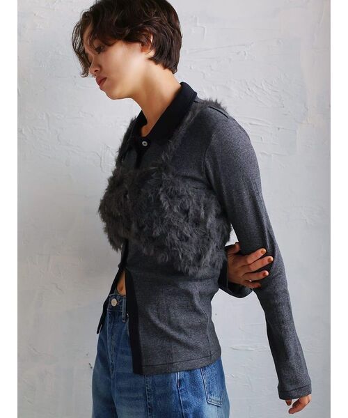 FIKA.(フィーカ)の「Flower motif feather knit bustier(その他トップス・レディース・グレー/オフホワイト・MEDIUM)」の19枚目の写真