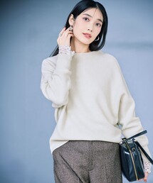 【洗える】ウールカシミヤラメ ドルマンスリーブ ニット