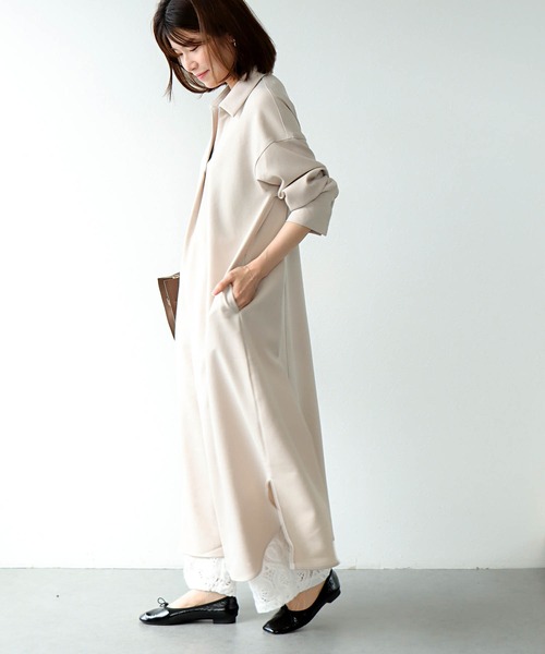 Jines(ジネス)の「メランジ2wayカルゼ万能ワンピース【WEB限定】(ワンピース・レディース・ベージュ/ネイビー・38)」の9枚目の写真