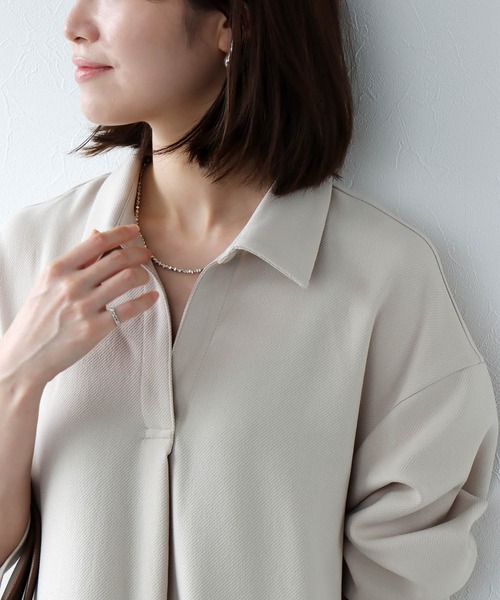 Jines(ジネス)の「メランジ2wayカルゼ万能ワンピース【WEB限定】(ワンピース・レディース・ベージュ/ネイビー・38)」の12枚目の写真