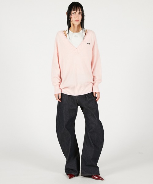 PRANK PROJECT（プランクプロジェクト）の「アンゴラウールVネックニット / Angora Wool V-Neck Knit（ニット/セーター・レディース・ピンク/ホワイト/チャコールグレー/ブラック・FREE）」の9枚目の写真