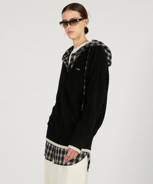 PRANK PROJECT（プランクプロジェクト）の「アンゴラウールVネックニット / Angora Wool V-Neck Knit（ニット/セーター・レディース・ピンク/ホワイト/チャコールグレー/ブラック・FREE）」の21枚目の写真