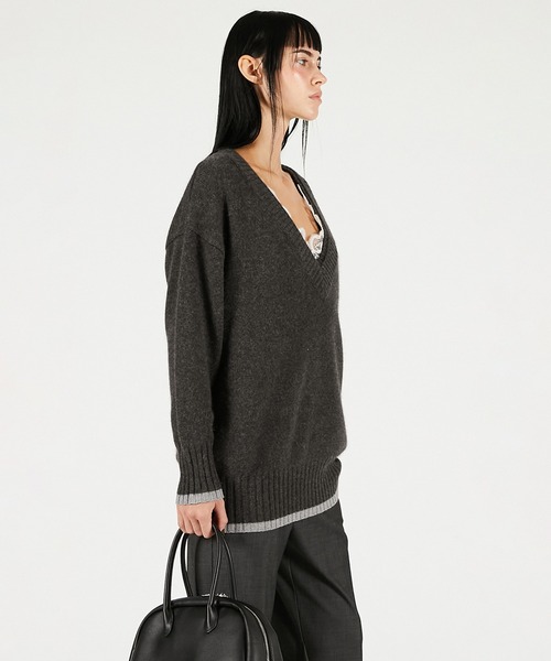 PRANK PROJECT（プランクプロジェクト）の「アンゴラウールVネックニット / Angora Wool V-Neck Knit（ニット/セーター・レディース・ピンク/ホワイト/チャコールグレー/ブラック・FREE）」の15枚目の写真