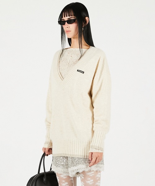 PRANK PROJECT（プランクプロジェクト）の「アンゴラウールVネックニット / Angora Wool V-Neck Knit（ニット/セーター・レディース・ピンク/ホワイト/チャコールグレー/ブラック・FREE）」の8枚目の写真