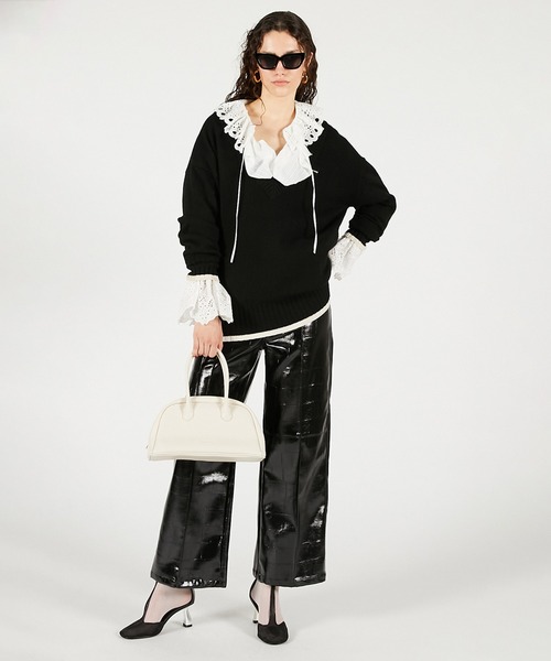 PRANK PROJECT（プランクプロジェクト）の「アンゴラウールVネックニット / Angora Wool V-Neck Knit（ニット/セーター・レディース・ピンク/ホワイト/チャコールグレー/ブラック・FREE）」の5枚目の写真