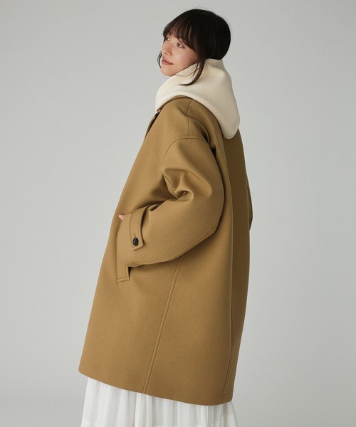 BABYLONE（バビロン）の「ボンディングジャケットコート（ピーコート・レディース・チャコール/ベージュ・フリー）」の11枚目の写真