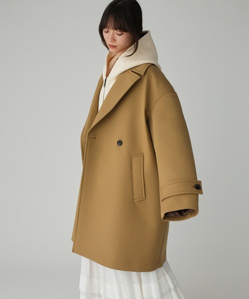 BABYLONE（バビロン）の「ボンディングジャケットコート（ピーコート・レディース・チャコール/ベージュ・フリー）」の12枚目の写真