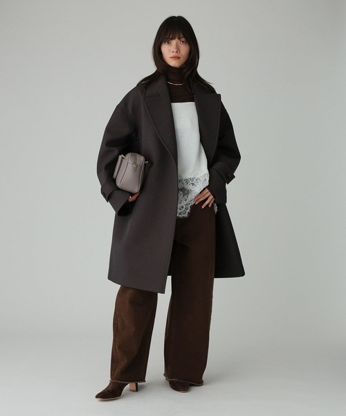 BABYLONE（バビロン）の「ボンディングジャケットコート（ピーコート・レディース・チャコール/ベージュ・フリー）」の6枚目の写真