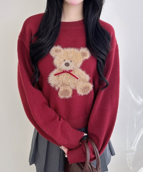 INGNI（イング）の「もちもちフェザーベアニットプルオーバー（ニット/セーター・レディース・オフホワイト/ネイビー/ボルドー/ホワイト系その他/ネイビー系1/ワイン系・M）」の6枚目の写真
