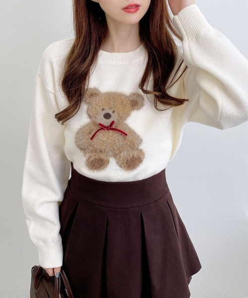 INGNI（イング）の「もちもちフェザーベアニットプルオーバー（ニット/セーター・レディース・オフホワイト/ネイビー/ボルドー/ホワイト系その他/ネイビー系1/ワイン系・M）」の8枚目の写真