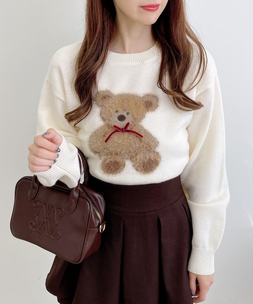 INGNI（イング）の「もちもちフェザーベアニットプルオーバー（ニット/セーター・レディース・オフホワイト/ネイビー/ボルドー/ホワイト系その他/ネイビー系1/ワイン系・M）」の11枚目の写真