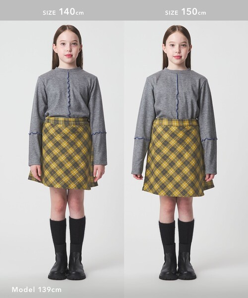 green label relaxing（グリーンレーベルリラクシング）の「チェック ラップキュロット（イエロー） / キッズ  100cm-160cm（その他パンツ・キッズ・イエロー・120cm/100cm/150cm/130cm/140cm/160cm/110cm）」の11枚目の写真