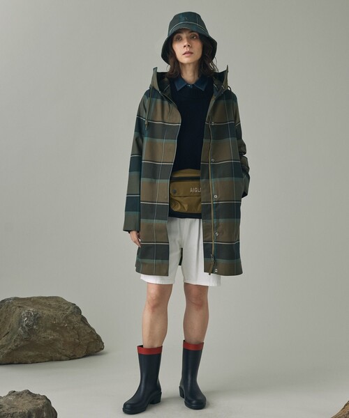 AIGLE（エーグル）の「撥水 チェック バケットハット（ハット・レディース・カーキ・L/M/S）」の4枚目の写真
