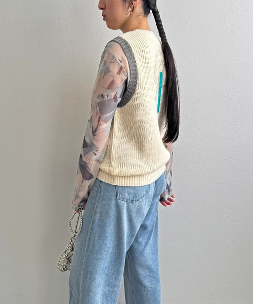 LHELBIE(レルビエ)の「配色ニットベスト(ベスト・レディース・ブラック/アイボリー/グレー・M)」の20枚目の写真