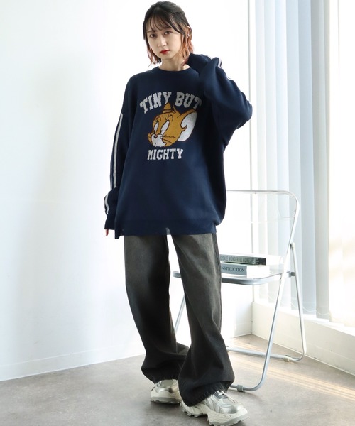 Tom&Jerry(トムアンドジェリー)の「【Tom & Jerry/トム & ジェリー】アートワークデザイン ジャガードニット セーター(ニット/セーター・レディース・オレンジ/グリーン/ダークネイビー/杢グレー・M/L)」の12枚目の写真