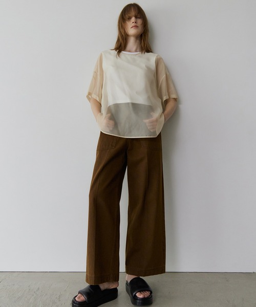 IRENENNE(アイレネ)の「ピグメントツイルワークパンツ / Pigment Twill Work Pants(その他パンツ・レディース・ブラウン/ネイビー・38/36/34)」の1枚目の写真