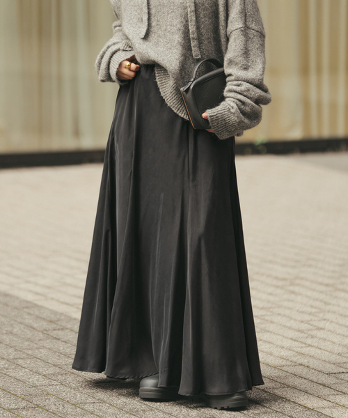 plage（プラージュ）の「《追加》Washable Fibril フレア スカート（スカート・レディース・アイボリー/ブラック・38/36/34）」の2枚目の写真