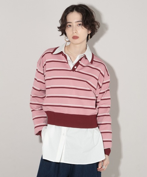 GEORGE'S(ジョージズ)の「ラガーボーダーニット(ニット/セーター・レディース・ブルー/ピンク/ブラウン・MEDIUM)」の8枚目の写真